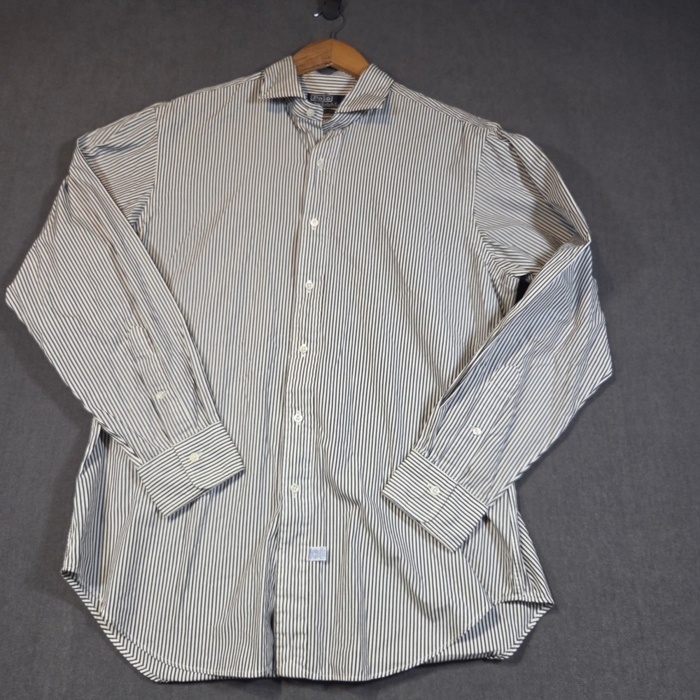 Polo Ralph Lauren Button Down Mens 16-34 Blue White Striped Long Sleeve Shirt